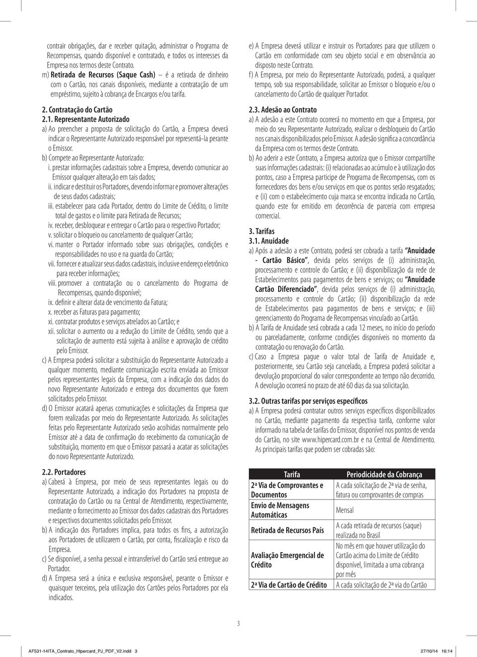 Contratação do Cartão 2.1.