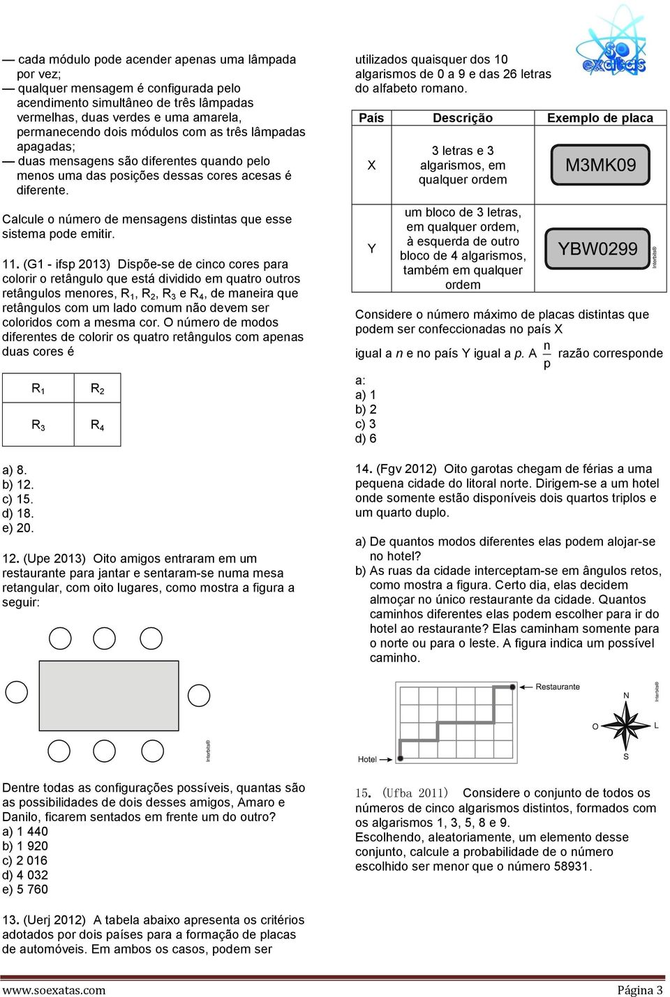 (G1 - ifsp 2013) Dispõe-se de cinco cores para colorir o retângulo que está dividido em quatro outros retângulos menores, R 1, R 2, R 3 e R 4, de maneira que retângulos com um lado comum não devem