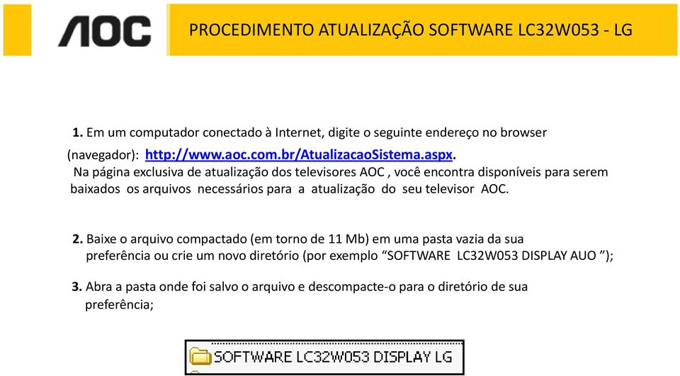 atualização do seu televisor AOC. 2.