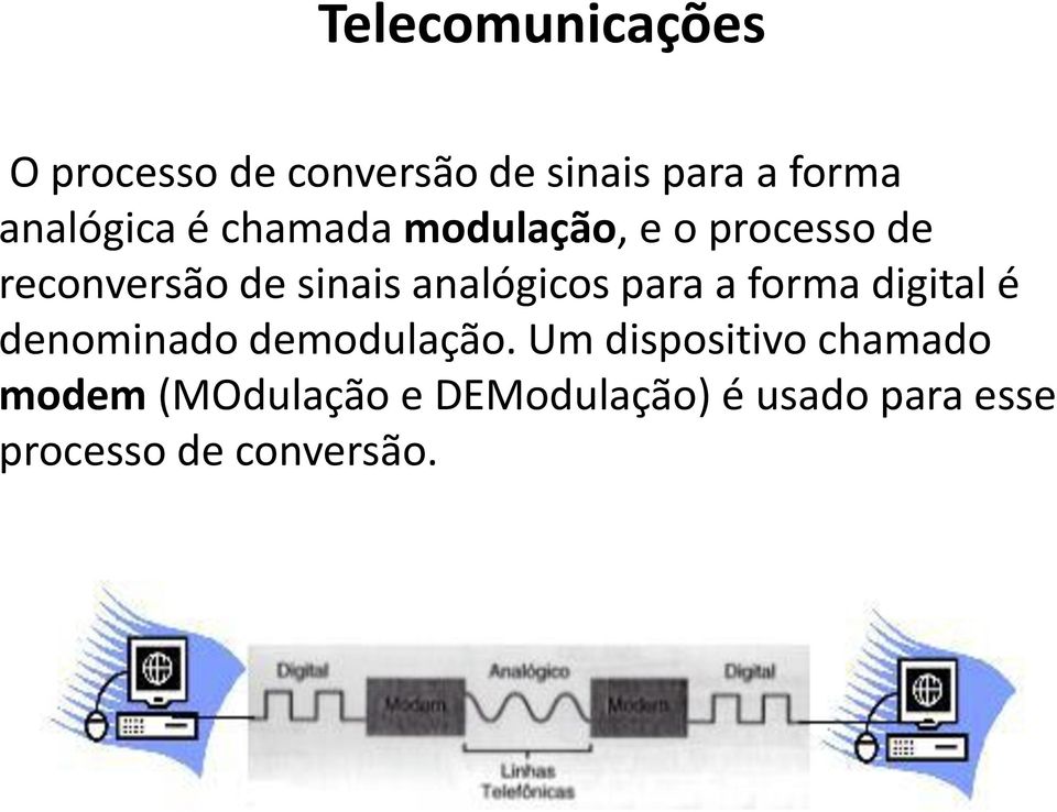 analógicos para a forma digital é denominado demodulação.