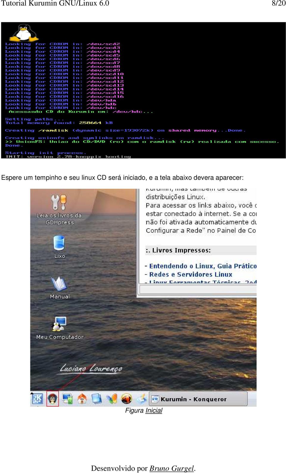 linux CD será iniciado, e a tela