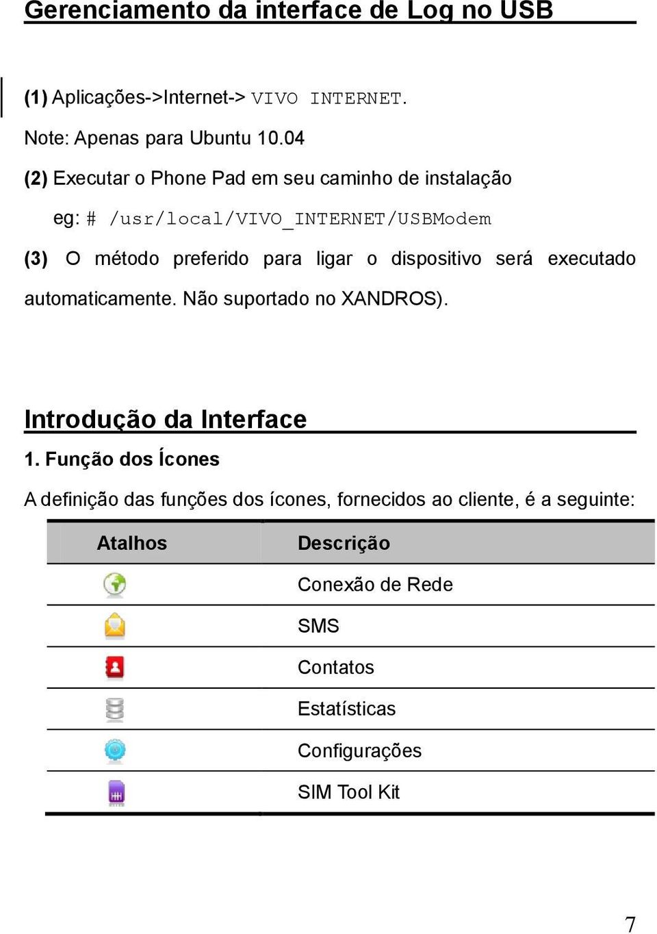 o dispositivo será executado automaticamente. Não suportado no XANDROS). Introdução da Interface 1.