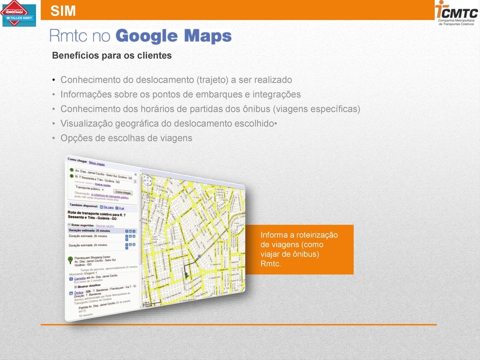 partidas dos ônibus (viagens específicas) Visualização geográfica do deslocamento