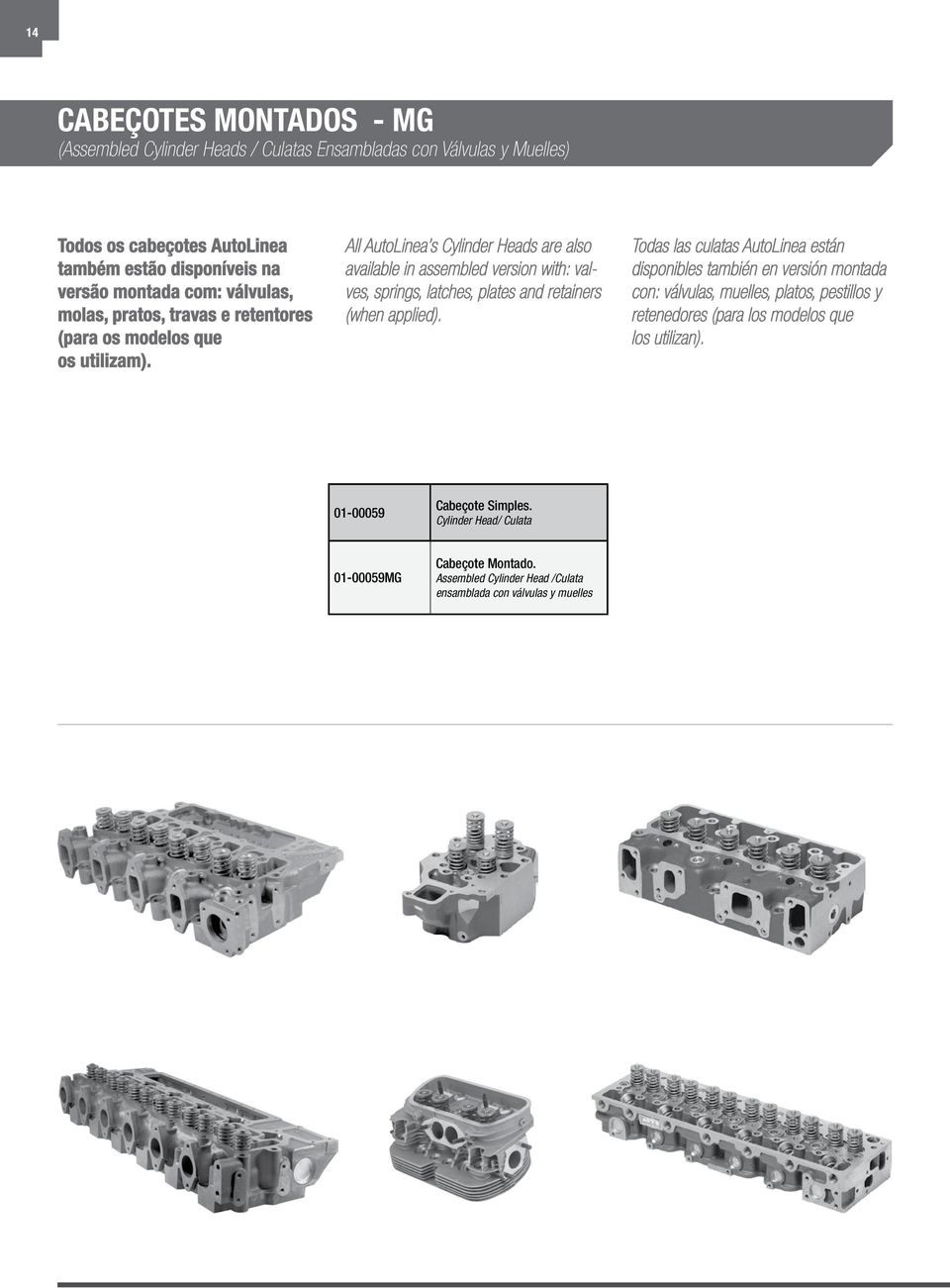 All AutoLinea s Cylinder Heads are also available in assembled version with: valves, springs, latches, plates and retainers (when applied).