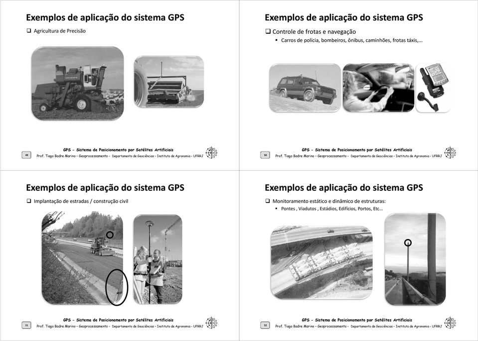 .. 49 50 Exemplos de aplicação do sistema GPS Exemplos de aplicação do sistema GPS Implantação de estradas