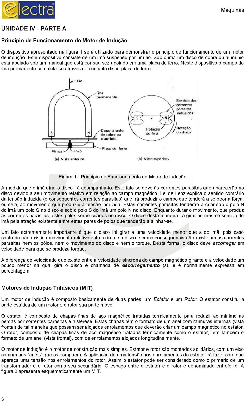 Neste dispositivo o campo do imã permanente completa-se através do conjunto disco-placa de ferro.