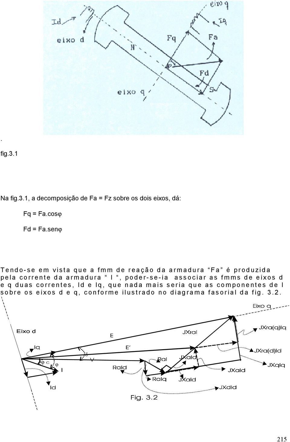 I, poder-se-ia associar as fmms de eixos d e q duas correntes, Id e Iq, que nada mais seria que