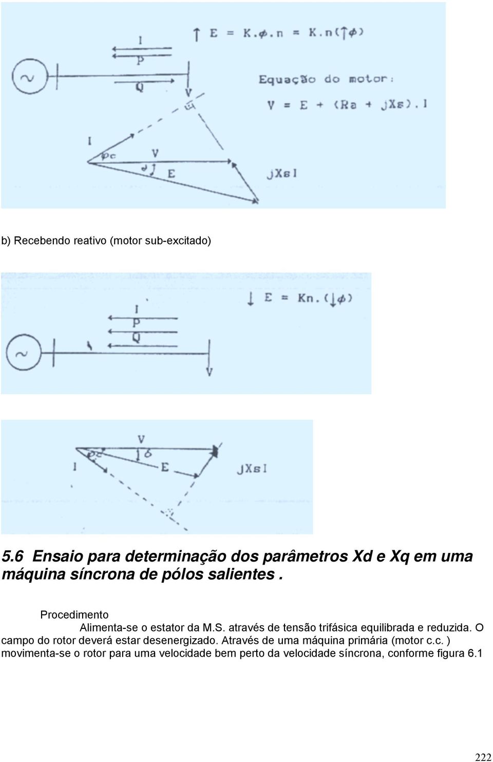 Procedimento Alimenta-se o estator da M.S. através de tensão trifásica equilibrada e reduzida.