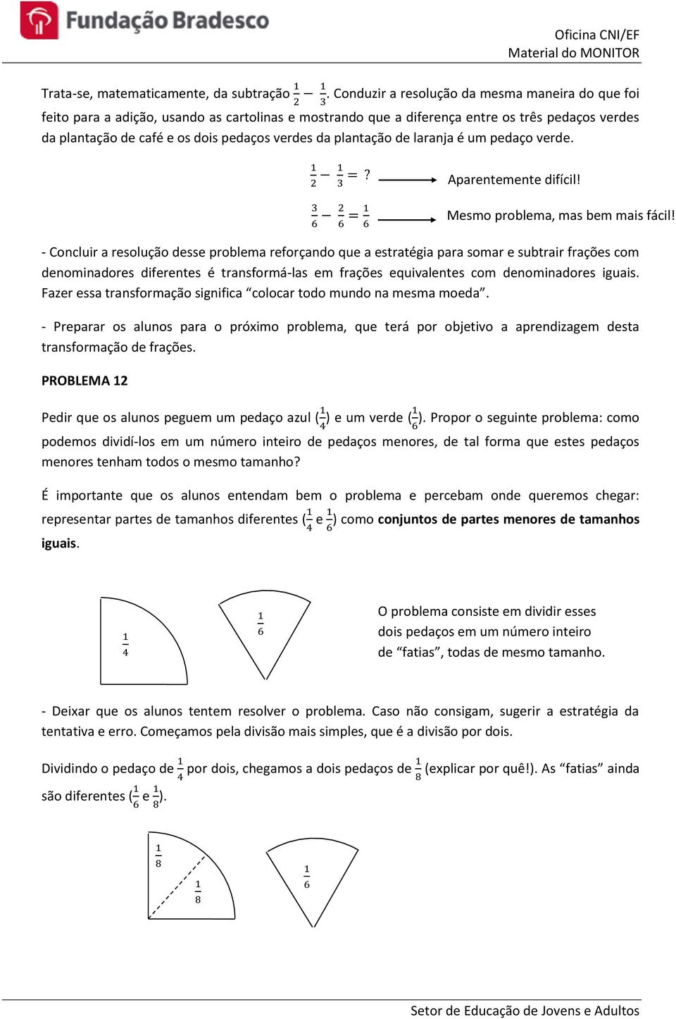 da plantação de laranja é um pedaço verde. 2 3 =? 3 6 2 6 = 6 Aparentemente difícil! Mesmo problema, mas bem mais fácil!