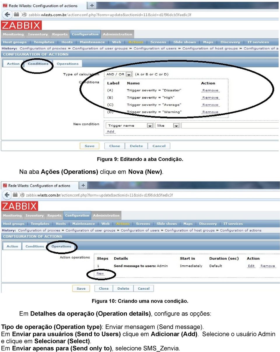 Em Detalhes da operação (Operation details), configure as opções: Tipo de operação (Operation type): Enviar