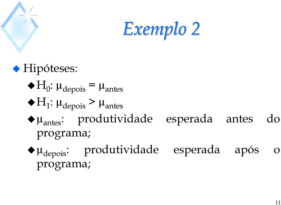 produtividade esperada antes do programa; µ