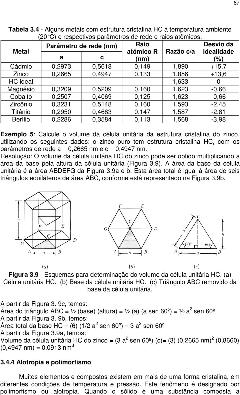 Estrutura Hexagonal Compacta Razão C A
