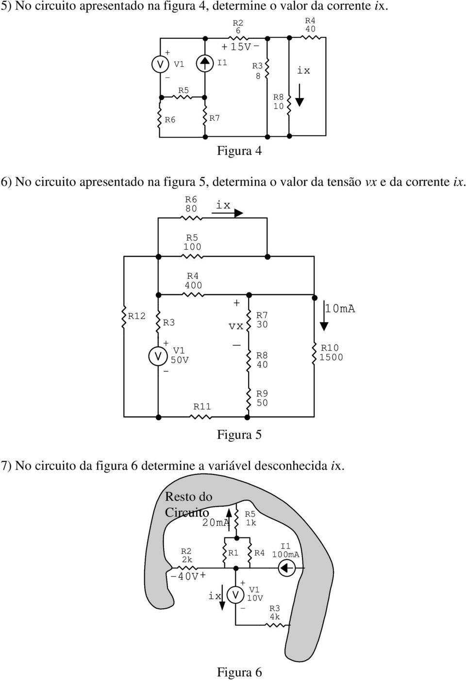 tensão vx e da corrente ix.