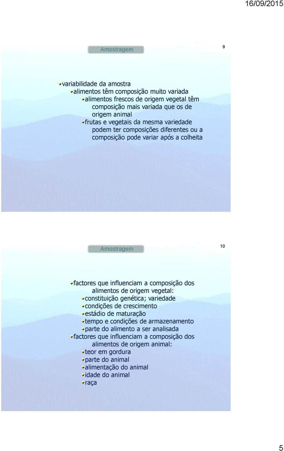 composição dos alimentos de origem vegetal: constituição genética; variedade condições de crescimento estádio de maturação tempo e condições de armazenamento parte