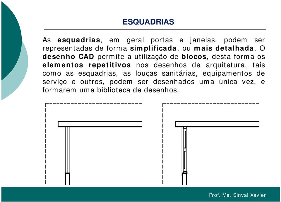 O desenho CAD permite a utilização de blocos, destaformaos elementos repetitivos nos desenhos de