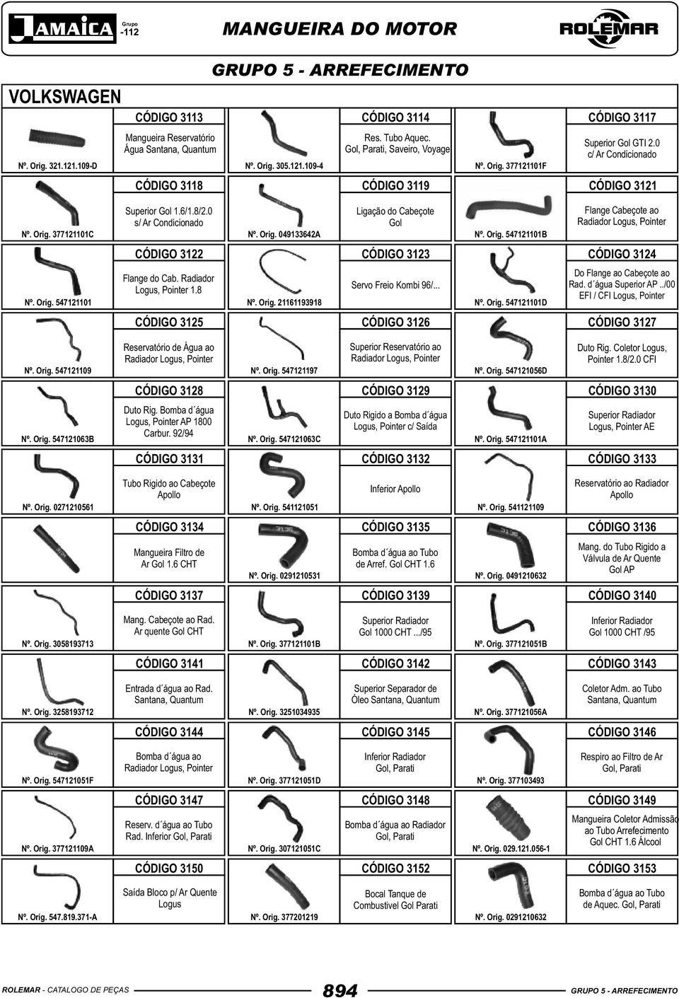 Orig. 547121101B Flange Cabeçote ao Radiador Logus, Pointer CÓDIGO 3122 CÓDIGO 3123 CÓDIGO 3124 Nº. Orig. 547121101 Flange do Cab. Radiador Logus, Pointer 1.8 Nº. Orig. 21161193918 Servo Freio Kombi 96/.