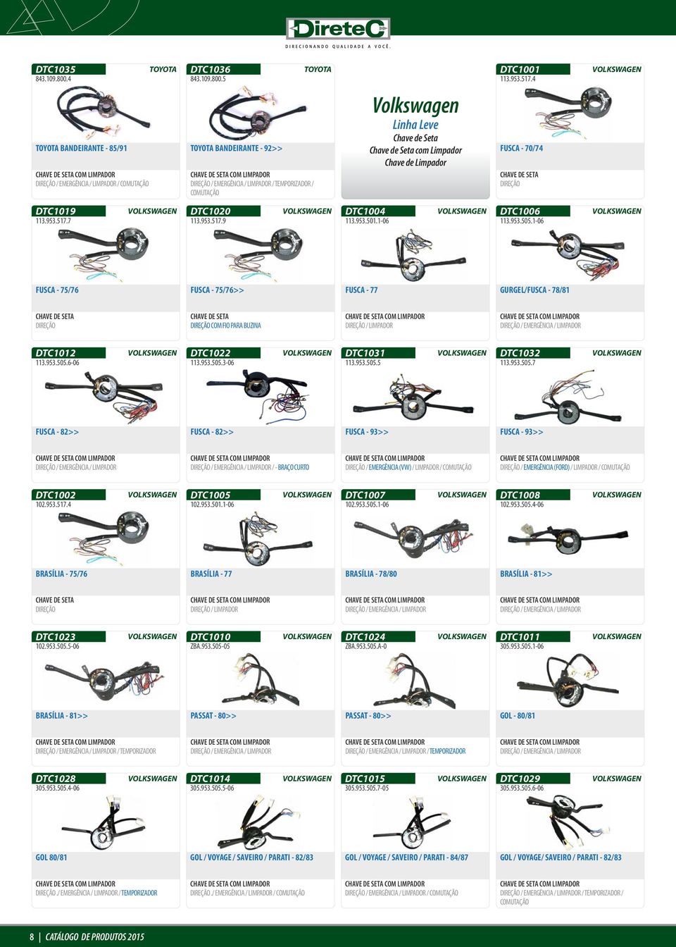 com Limpador Chave de Limpador FUSCA - 70/74 DIREÇÃO DTC1019 113.953.517.7 DTC1020 113.953.517.9 DTC1004 113.953.501.1-06 DTC1006 113.953.505.