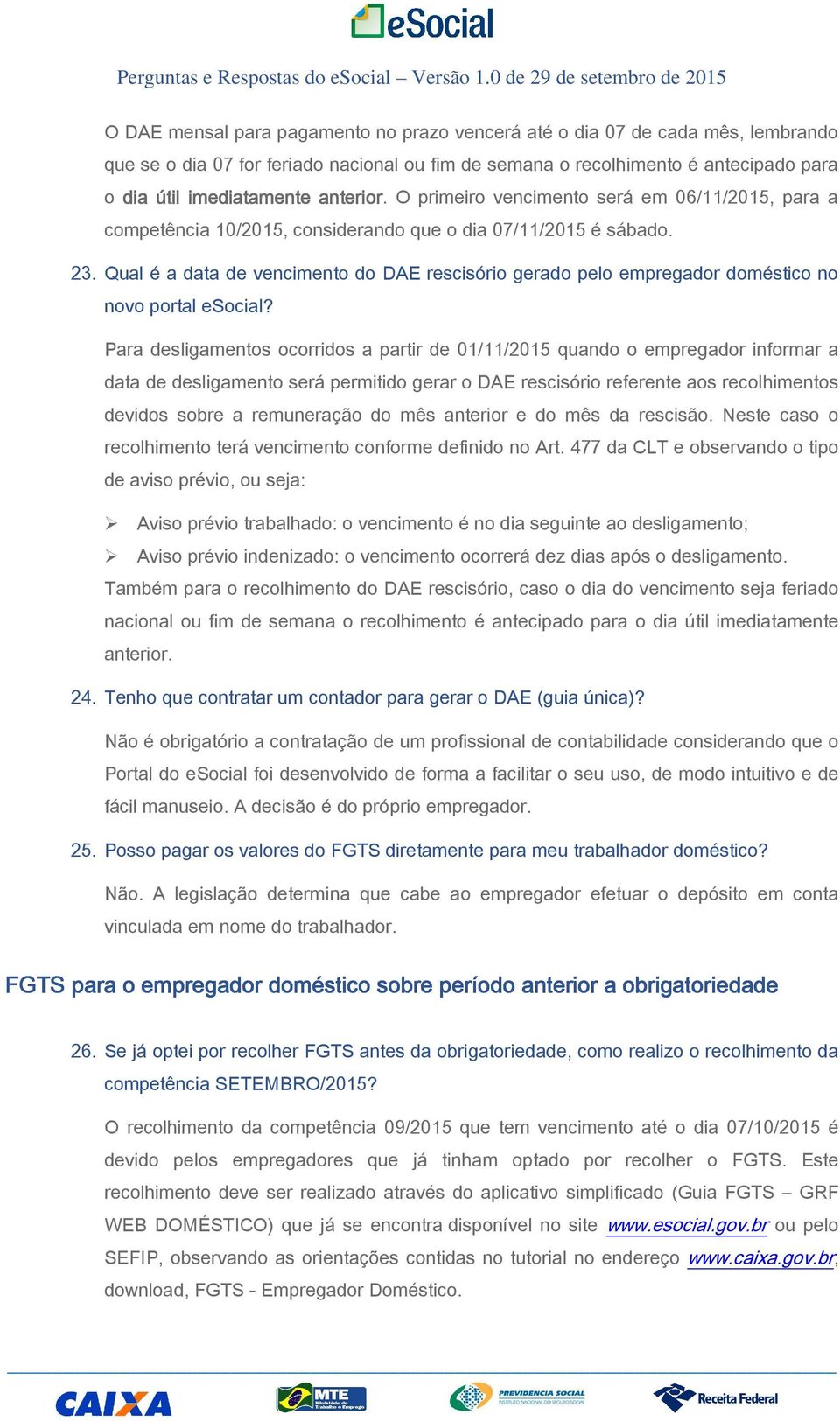 Qual é a data de vencimento do DAE rescisório gerado pelo empregador doméstico no novo portal esocial?