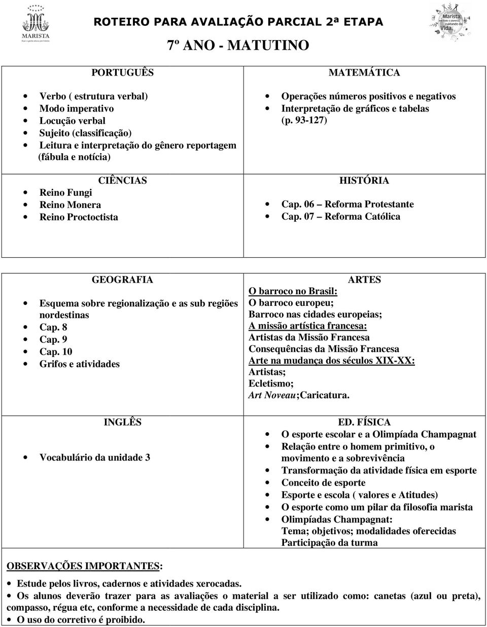 07 Reforma Católica Esquema sobre regionalização e as sub regiões nordestinas Cap. 8 Cap. 9 Cap.