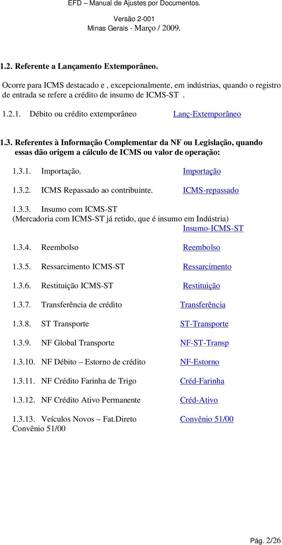 ICMS-repassado 1.3.3. Insumo com ICMS-ST (Mercadoria com ICMS-ST já retido, que é insumo em Indústria) Insumo-ICMS-ST 1.3.4. Reembolso Reembolso 1.3.5. Ressarcimento ICMS-ST Ressarcimento 1.3.6.