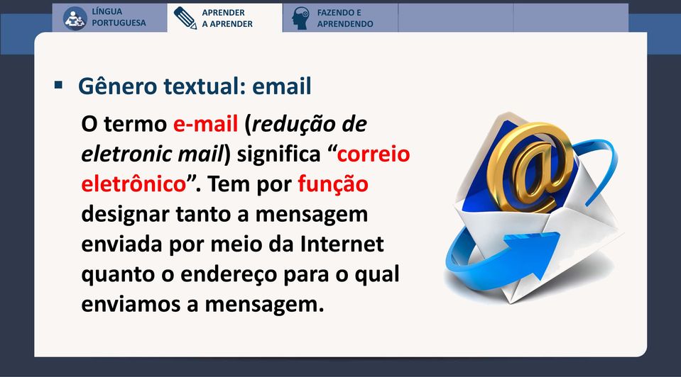 Tem por função designar tanto a mensagem enviada por