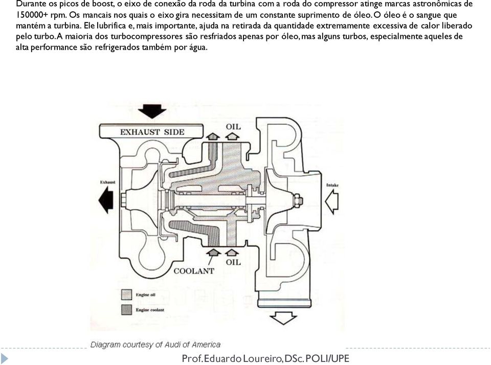 Ele lubrifica e, mais importante, ajuda na retirada da quantidade extremamente excessiva de calor liberado pelo turbo.