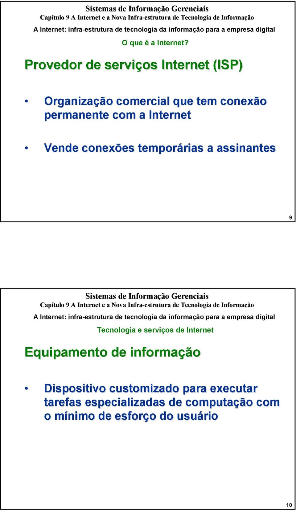 temporárias a assinantes 9 A Internet: infra-estrutura de tecnologia da informação para a empresa digital Tecnologia e
