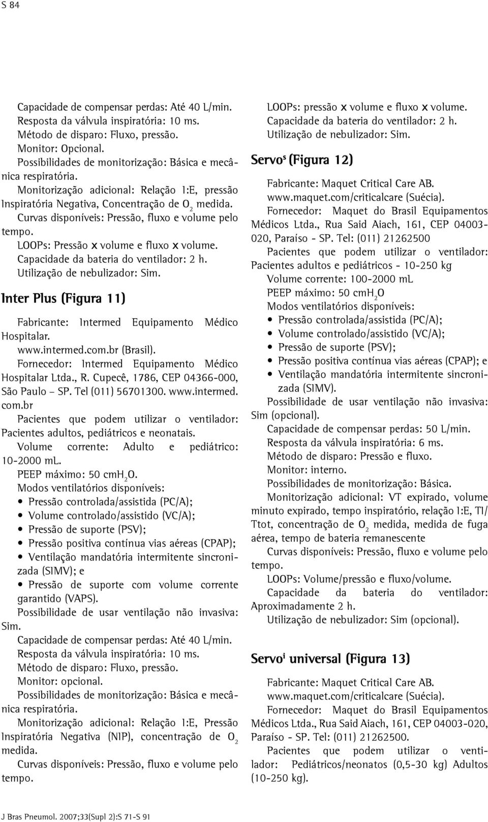Utilização de nebulizador: Inter Plus (Figura 11) Fabricante: Intermed Equipamento Médico Hospitalar. www.intermed.com.br (Brasil). Fornecedor: Intermed Equipamento Médico Hospitalar Ltda., R.
