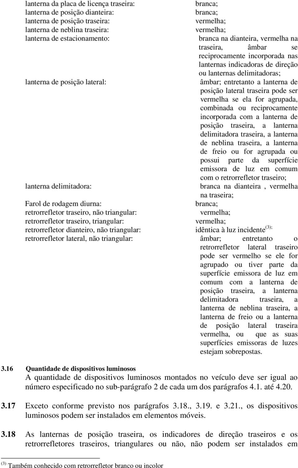 lanterna de posição lateral traseira pode ser vermelha se ela for agrupada, combinada ou reciprocamente incorporada com a lanterna de posição traseira, a lanterna delimitadora traseira, a lanterna de