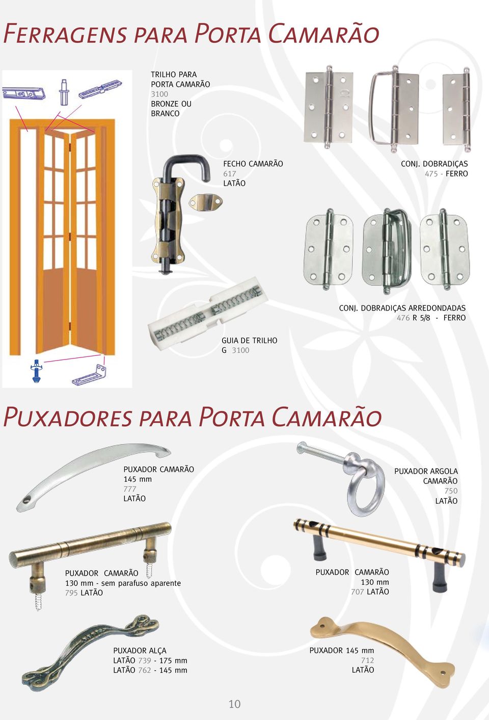 DOBRADIÇAS ARREDONDADAS 476 R 5/8 - FERRO GUIA DE TRILHO G 3100 Puxadores para Porta Camarão PUXADOR