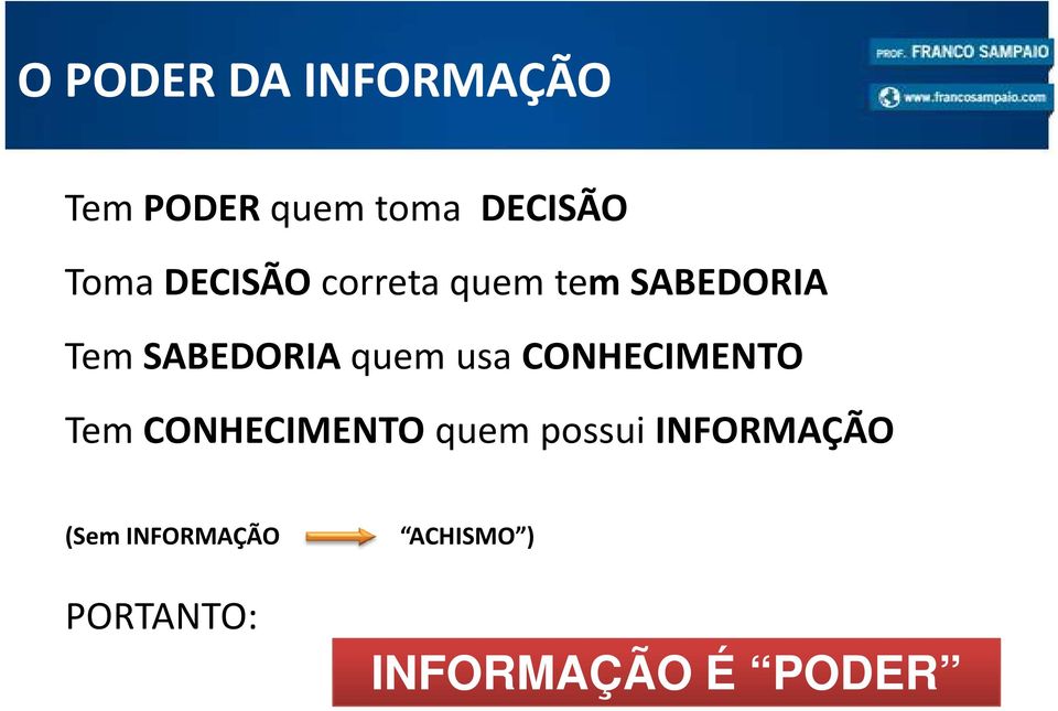 usa CONHECIMENTO Tem CONHECIMENTO quem possui