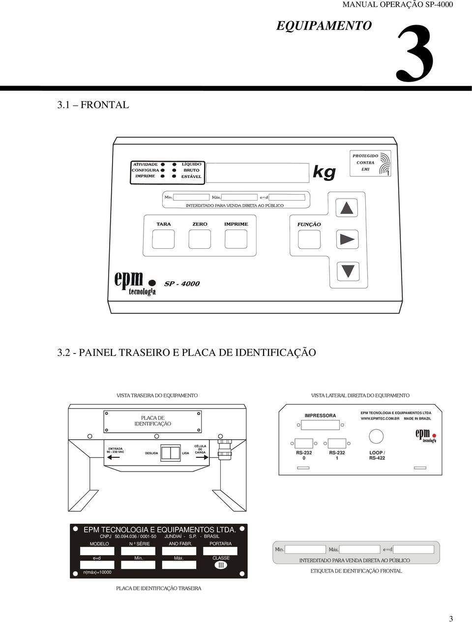 TECNOLOGIA E EQUIPAMENTOS LTDA WWW.EPMTEC.COM.BR MADE IN BRAZIL RS-232 0 RS-232 1 LOOP / RS-422 EPM TECNOLOGIA E EQUIPAMENTOS LTDA. CNPJ 50.094.