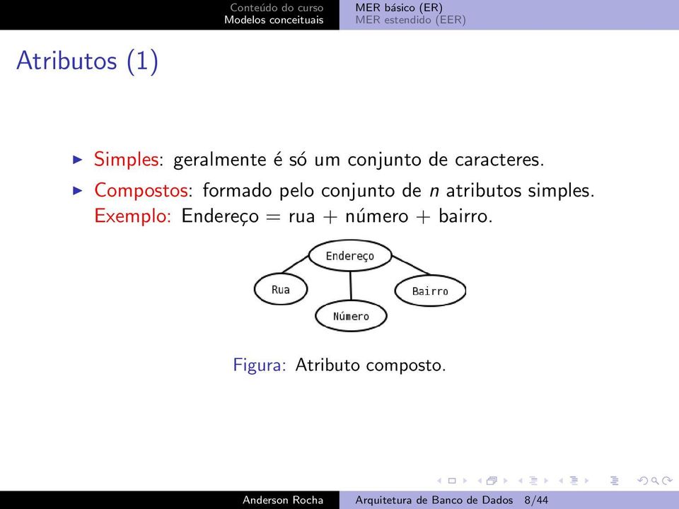 Compostos: formado pelo conjunto de n atributos simples.