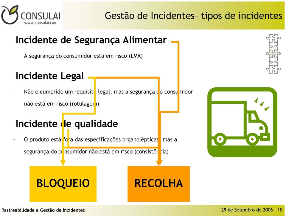 (rotulagem) Incidente de qualidade O produto está fora das especificações organolépticas, mas a segurança do