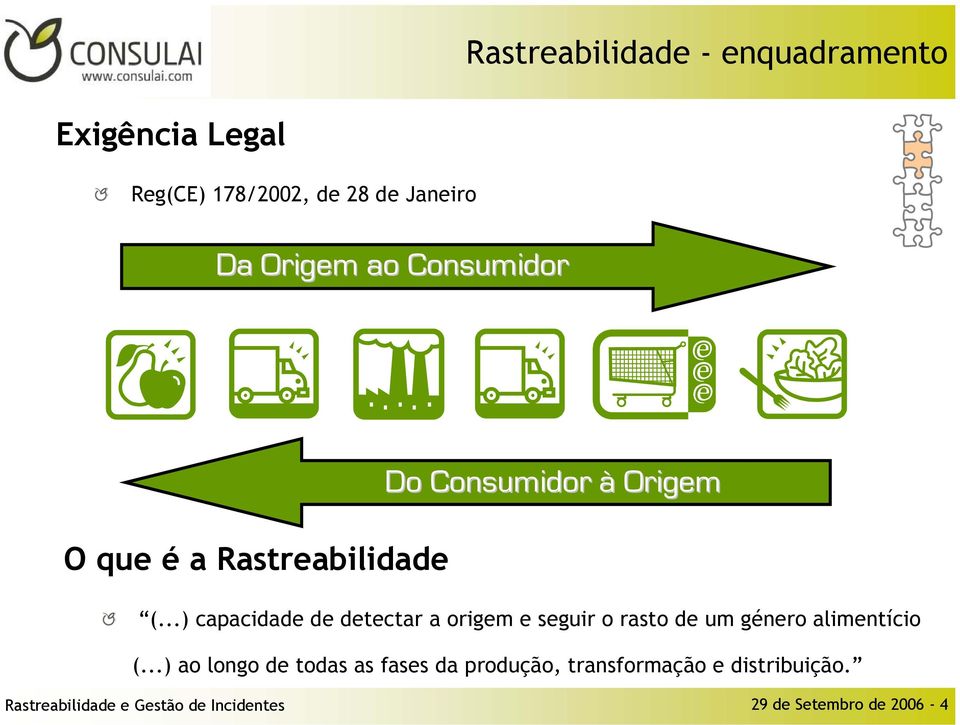 ..) capacidade de detectar a origem e seguir o rasto de um género alimentício (.