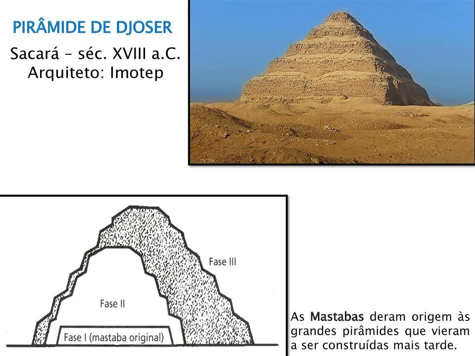 Arquiteto: Imotep As Mastabas deram