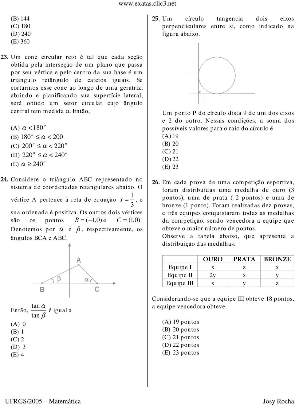 iguais. Se cortarmos esse cone ao longo de uma geratriz, abrindo e planificando sua superfície lateral, será obtido um setor circular cujo ângulo central tem medida α.