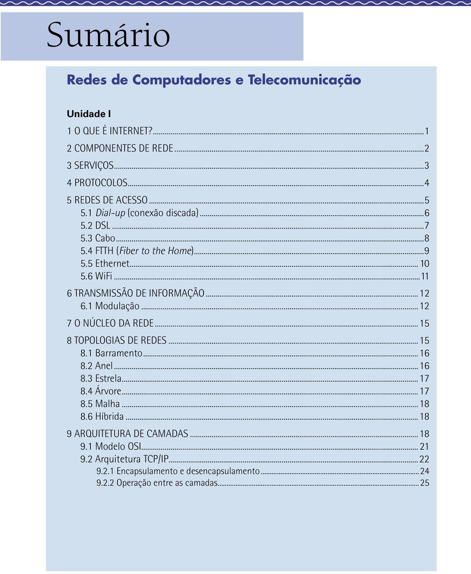 1 Modulação...12 7 O NÚCLEO DA REDE...1 8 TOPOLOGIAS DE REDES...1 8.1 Barramento...16 8.2 Anel...16 8.3 Estrela...17 8.4 Árvore...17 8. Malha...18 8.