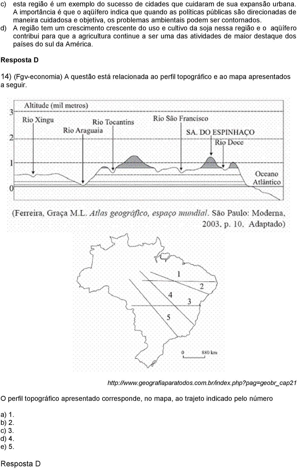 d) A região tem um crescimento crescente do uso e cultivo da soja nessa região e o aqüífero contribui para que a agricultura continue a ser uma das atividades de maior destaque dos países do