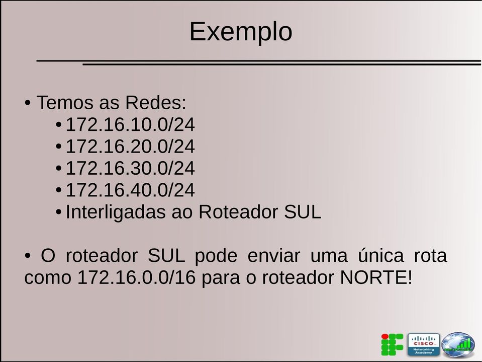 0/24 Interligadas ao Roteador SUL O roteador SUL