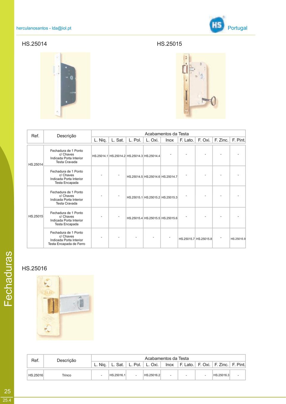 HS.05.2 HS.05.3 HS.05 Fechadura de Ponto Testa Encapada HS.05.4 HS.05.5 HS.05.6 Fechadura de Ponto Testa Encapada de Ferro HS.