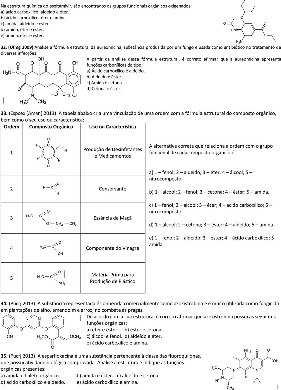 (Ufmg 2009) Analise a fórmula estrutural da aureomicina, substância produzida por um fungo e usada como antibiótico no tratamento de diversas infecções: A partir da análise dessa fórmula estrutural,