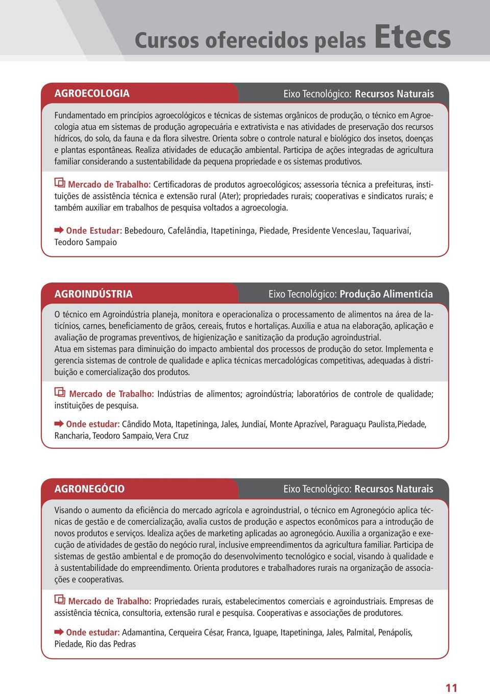 Orienta sobre o controle natural e biológico dos insetos, doenças e plantas espontâneas. Realiza atividades de educação ambiental.