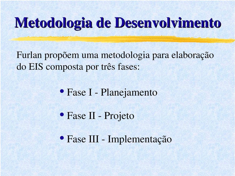 EIS composta por três fases: Fase I -