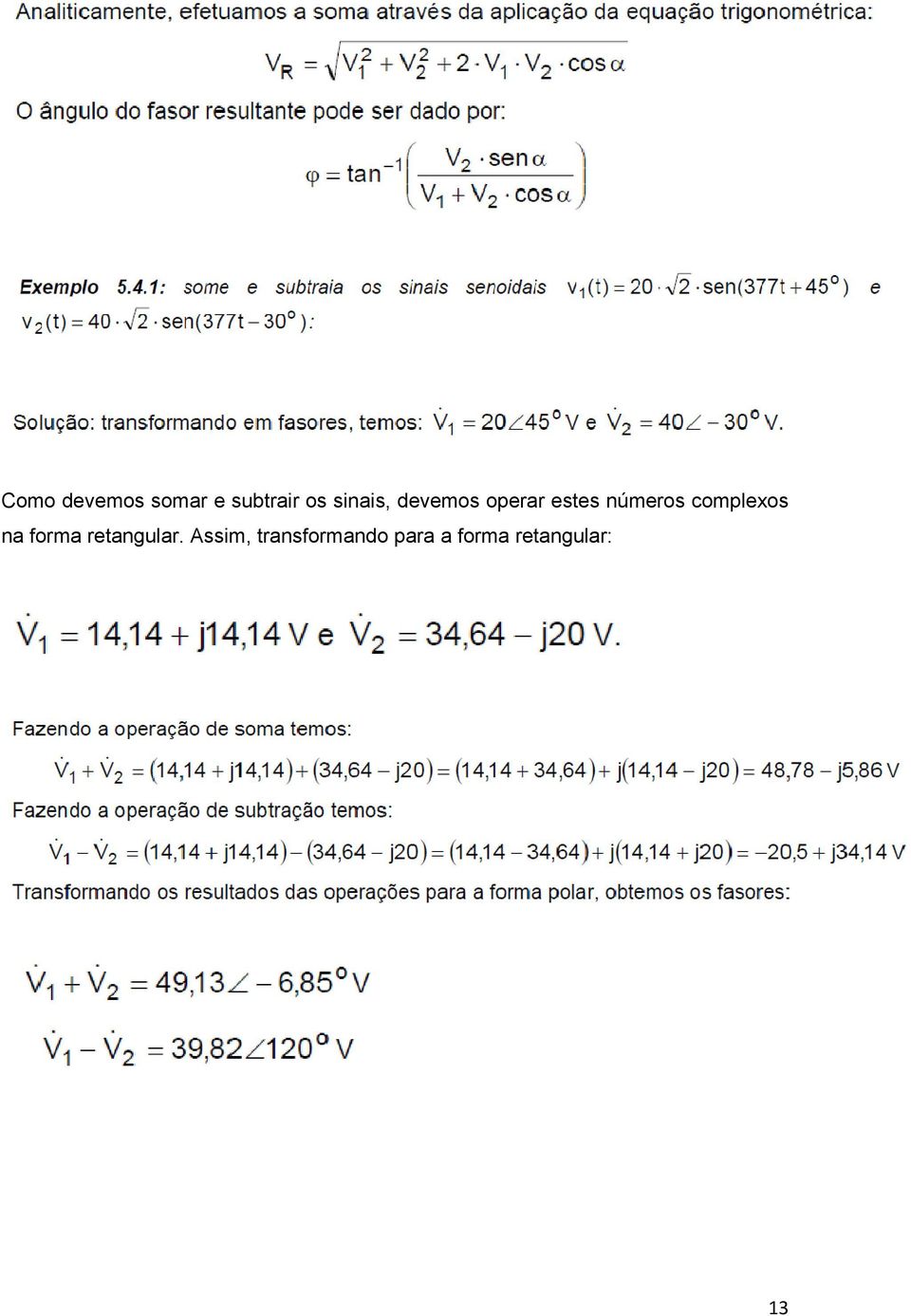 complexos na forma retangular.