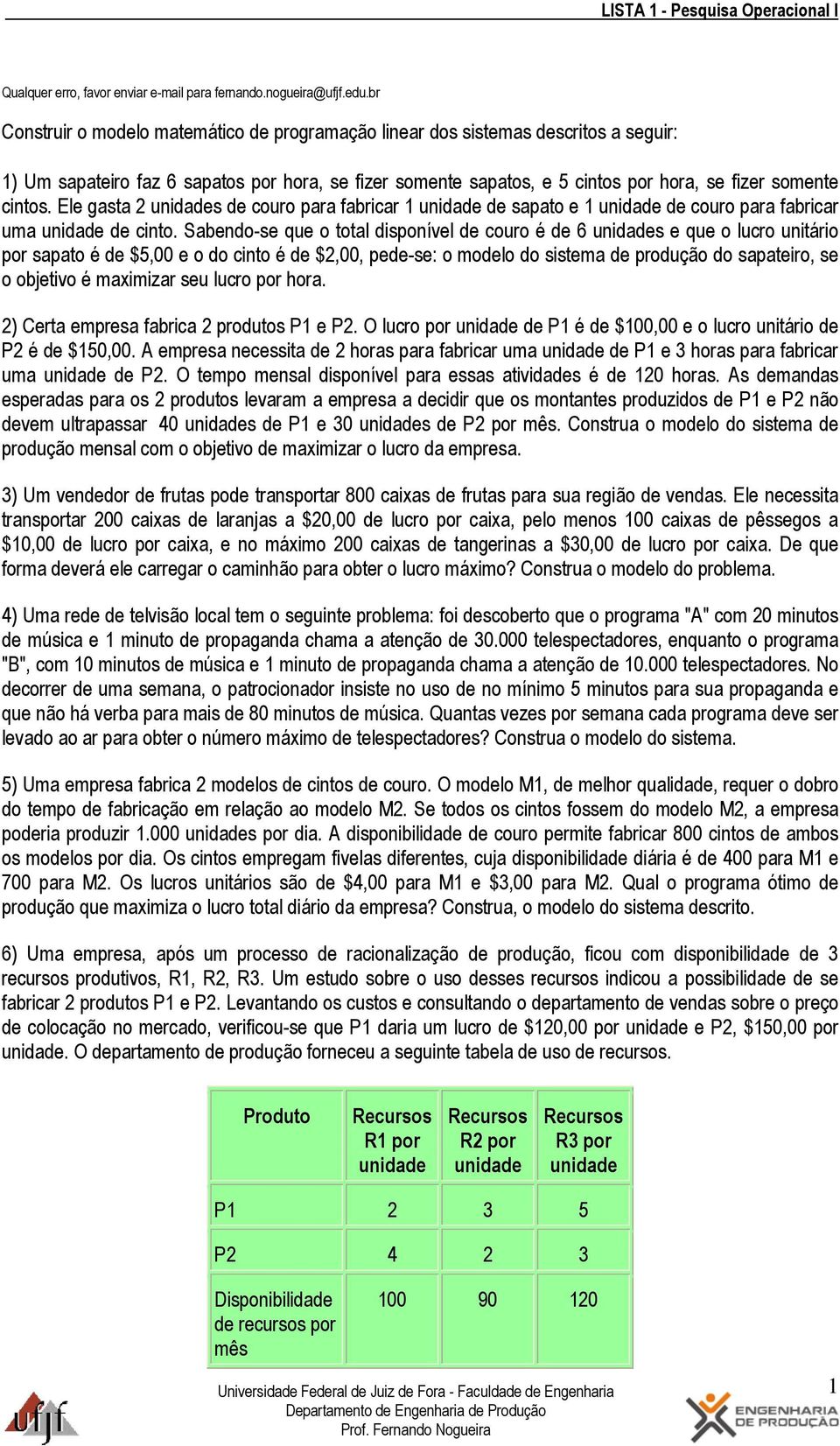 Ele gasta unidades de couro para fabricar unidade de sapato e unidade de couro para fabricar uma unidade de cinto.