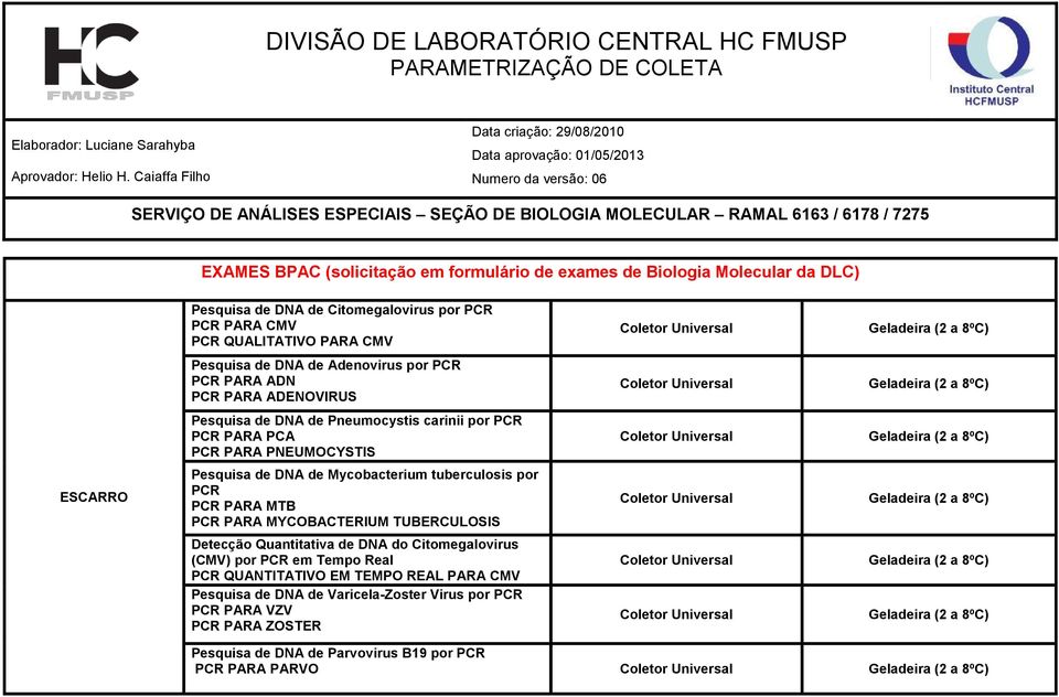 PCR PCR PARA MTB PCR PARA MYCOBACTERIUM TUBERCULOSIS Detecção Quantitativa de DNA do Citomegalovirus (CMV) por PCR em Tempo