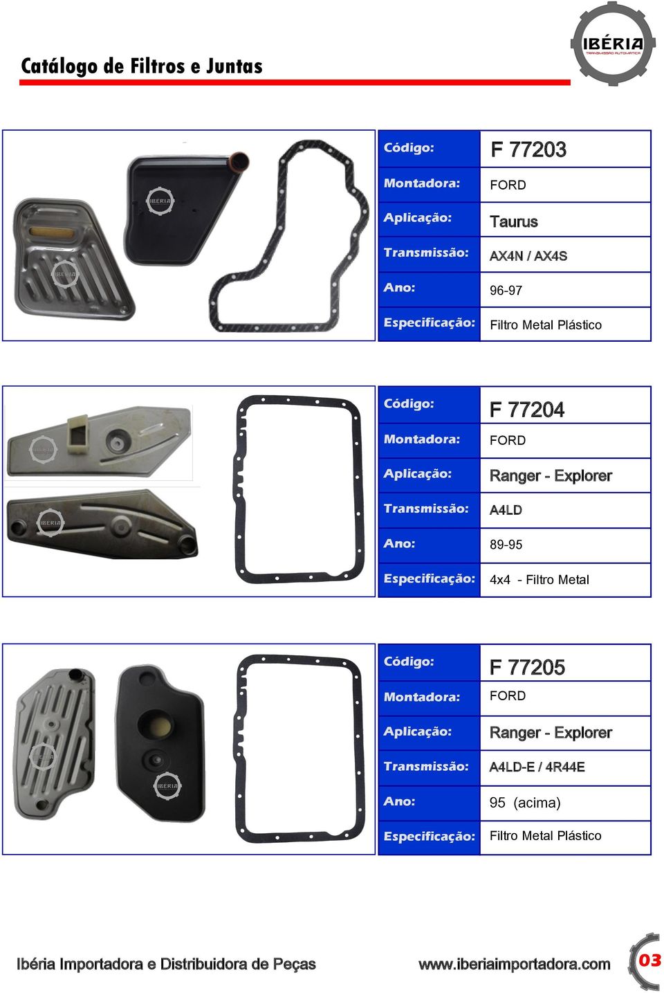 4x4 - Filtro Metal F 77205 FORD Ranger