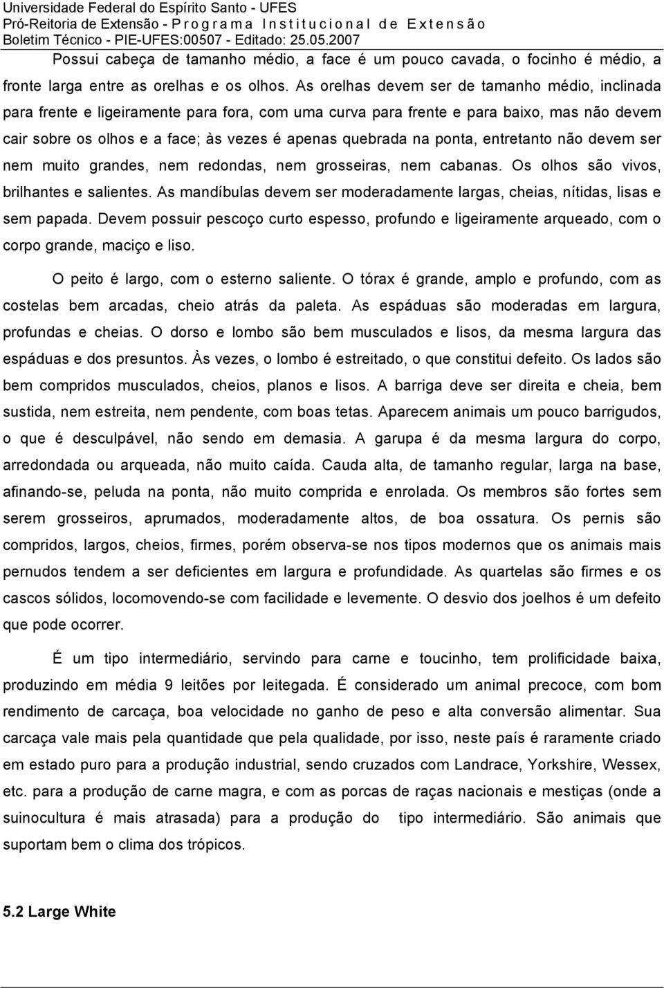 na ponta, entretanto não devem ser nem muito grandes, nem redondas, nem grosseiras, nem cabanas. Os olhos são vivos, brilhantes e salientes.