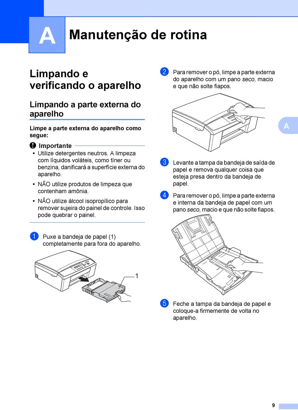 NÃO utilize álcool isopropílico para remover sujeira do painel de controle. Isso pode quebrar o painel.